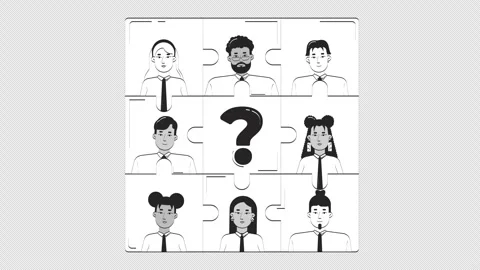 HR team puzzle with missing piece doodle outline animation Stock Footage 313920888