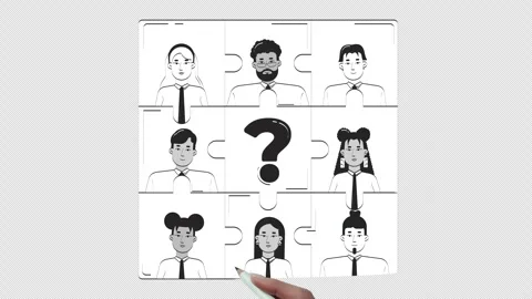 HR team puzzle with missing piece hand drawn whiteboard sketch animation Stock Footage 314309756