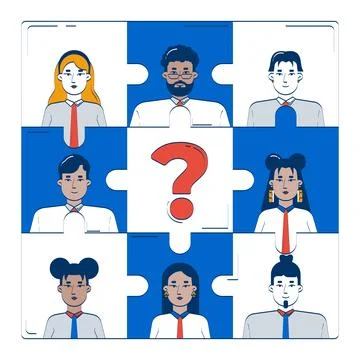 HR team puzzle with missing piece doodle illustration concept Stock Illustration