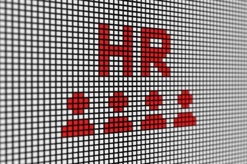 HR text scoreboard blurred background 3d illustration Stock Illustration