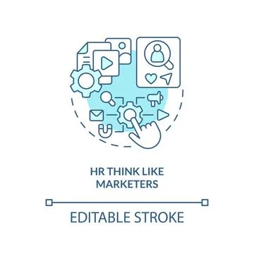 HR think like marketers turquoise concept icon Stock Illustration