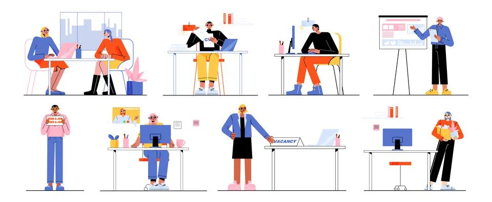 HR work concept, online interview with candidates Иллюстрация
