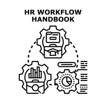 Hr workflow handbook concept showing human resources process Stock Illustration