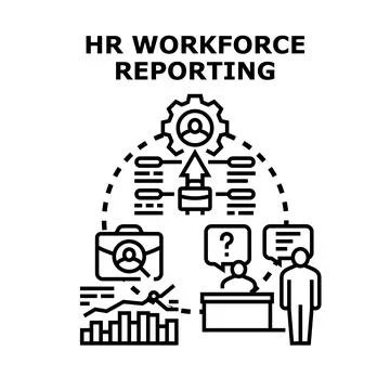 Hr workforce reporting managing employee data and analytics Illustrazione stock