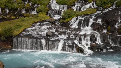 Hraunfossar Video stock 106396095