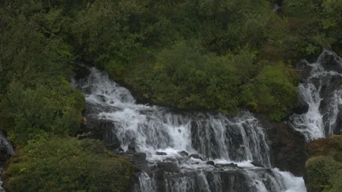 Hraunfossar - series of waterfalls surfacing under lava Video stock 341710988