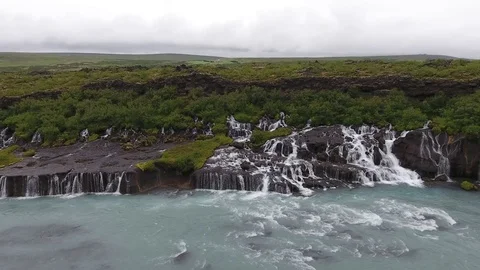 Hraunfossar waterfall Stock Footage 77168106