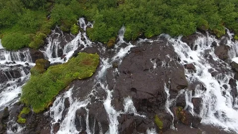 Hraunfossar waterfall Stock Footage 77403206
