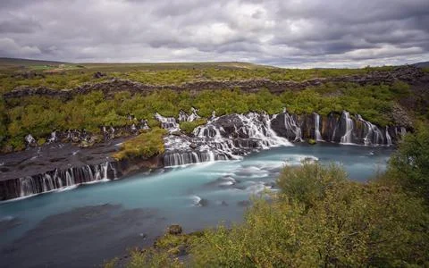 Hraunfossar waterfall Stock Photos