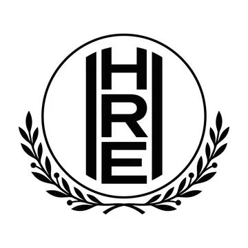 HRE Monogram Logo Design with Gothic Architecture Castle Theme Stock Illustration
