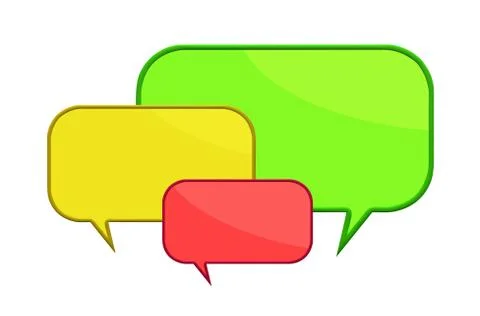 Hree color speech bubbles Illustrazione stock