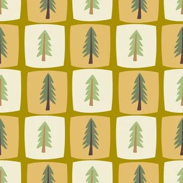 Hristmas tree seamless pattern background with festive pine trees Stock Illustration