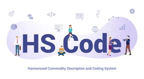 Hs code harmonized commodity description and coding system concept with big w イラスト素材