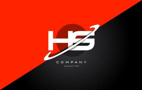 Hs h s  red black technology alphabet company letter logo icon Stock Illustration