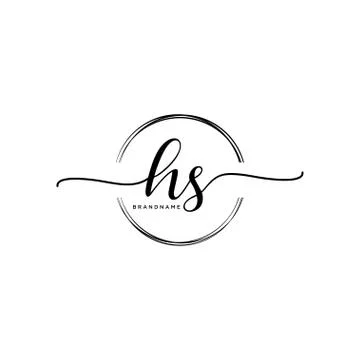 HS Initial handwriting logo with circle template vector Stock Illustration