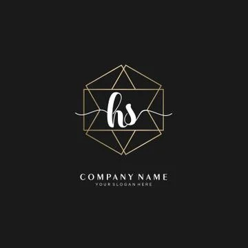 HS Initial handwriting logo geometric template vector Ilustração Stock