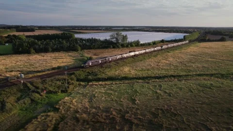 HS1 High Speed Southeastern train travelling through the Kent countryside. Stock Footage 247961009