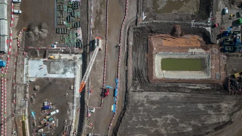 HS2 Aerial timelapse view of construction Vídeos de archivo 236930036