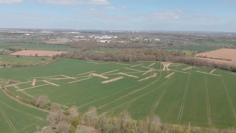 HS2 Archaeological Work Leaving Scares In Agricultural Fields Coventry Cine D Stock Footage 106386683