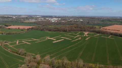HS2 Archaeological Work Leaving Scares In Agricultural Fields Coventry Stock Footage 106387323