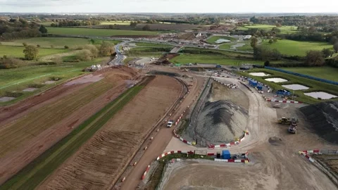 HS2 Railway Construction High-Speed Rail November 2023 Warwickshire Stock Footage 260159652