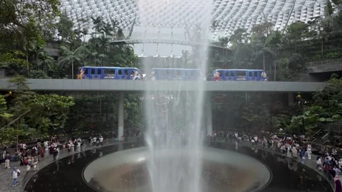 HSBC Rain Vortex inside Jewel Changi Airport in Singapore Stock Footage 340932740
