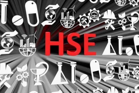 HSE concept blurred background 3d render illustration Stock Illustration