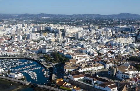 Hstoric Docks at Faro - Aerial View Stock Photos