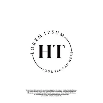 HT Initial handwriting logo design Illustrazione stock