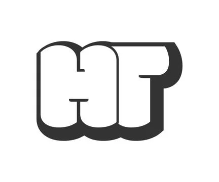 HT logo, bubble comic lettering, rounded in graffiti style black and white .. イラスト素材