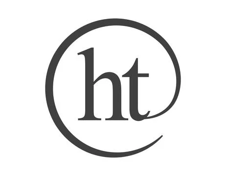 HT logo from two letter with circle shape email sign style. H and T round l.. Stock Illustration