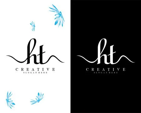Ht, th creative handwriting letter logo design template vector Illustrazione stock