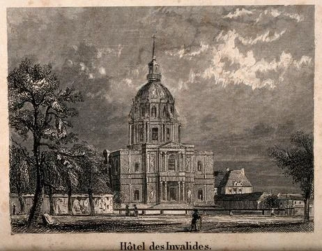Htel des Invalides, Paris. Etching. Stock-Illustration