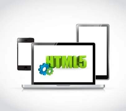 Html 5 concept set of electronics 스톡 일러스트