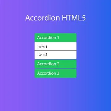Html accordion menu for the website. Web interface template. User interface Illustrazione stock