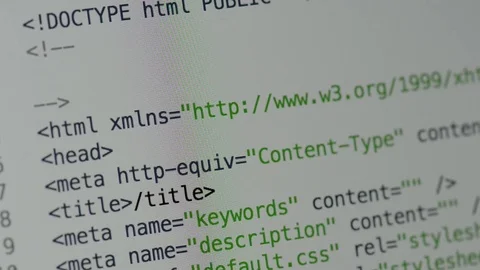 HTML and CSS code developing. Website design code programming on a laptop screen Stock Footage 77648826