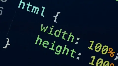 HTML and CSS code developing. Website design code programming on a laptop screen Stock Footage 77658784