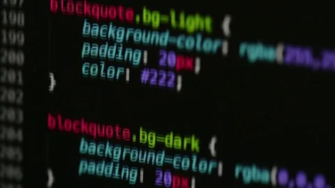 HTML and CSS code developing. Website design code programming on a laptop screen Stock Footage 77679765