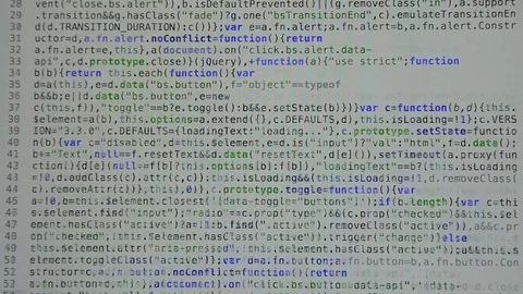HTML and CSS code developing. Website design code programming on a laptop screen Stock Footage 77729347