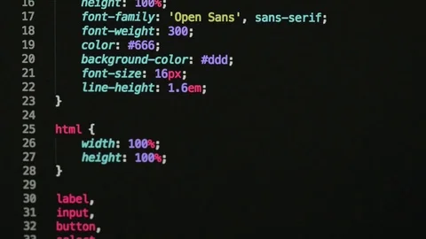 HTML and CSS code developing. Website design code programming on a laptop screen Stock Footage 77729802