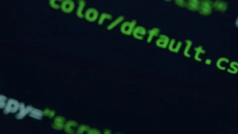 HTML and CSS code developing. Website design code programming on a laptop screen Stock Footage 77729975