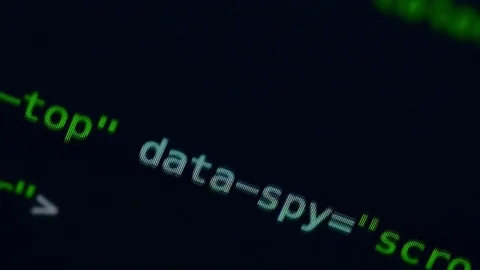 HTML and CSS code developing. Website design code programming on a laptop screen Stock Footage 77730004