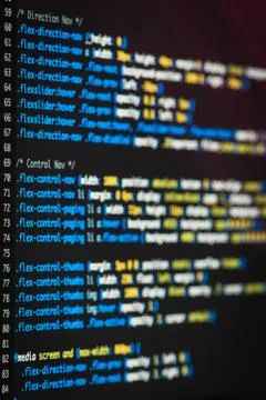 HTML and CSS code developing screenshot. Stock Photos