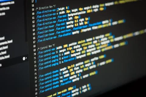 HTML and CSS code developing screenshot. Stock Photos
