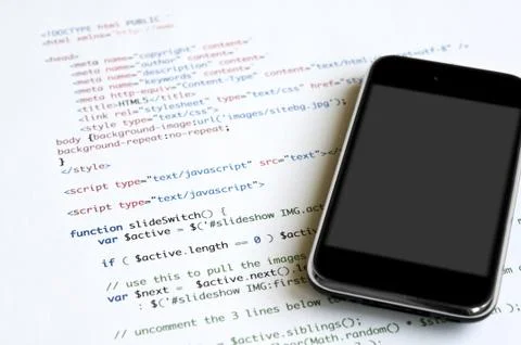 HTML and smartphone Fotos Stock