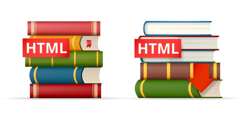 HTML books stacks  icons Stock Illustration