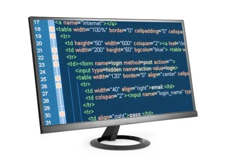 Html code on computer monitor Stock Photos
