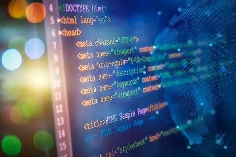 HTML code on computer monitor. Software / Web Developer Programming Code Photos