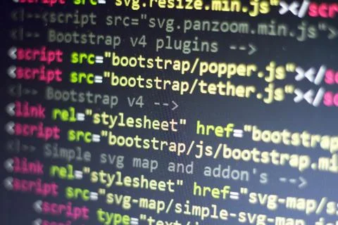 HTML code. Computer programming source code Stock Photos