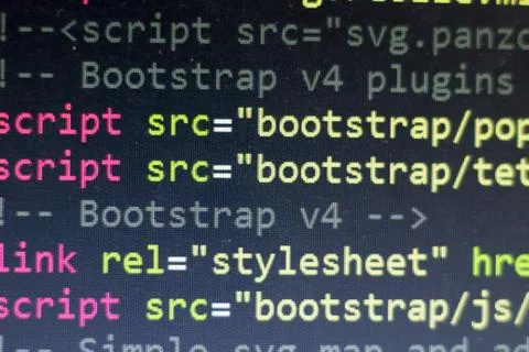 HTML code. Computer programming source code Foto stock